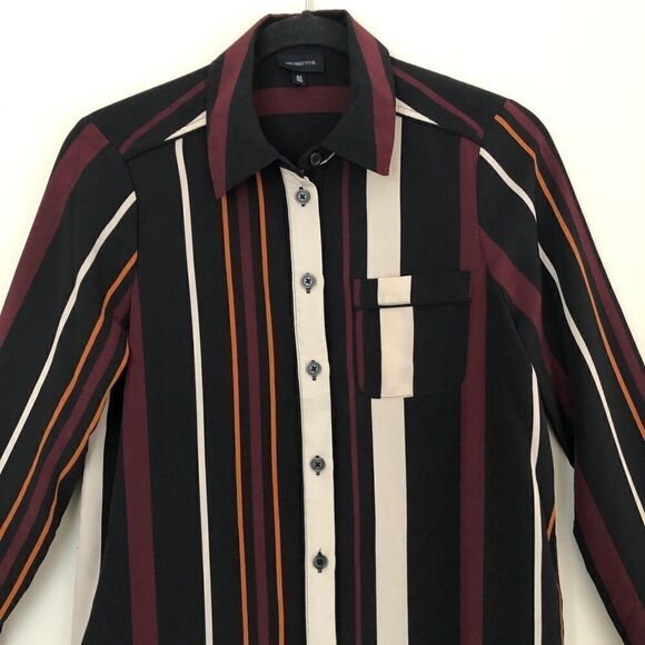 Who What Wear Long Sleeve Pin Striped Multi Color Shirt Size Extra Small - Picture 5 of 8